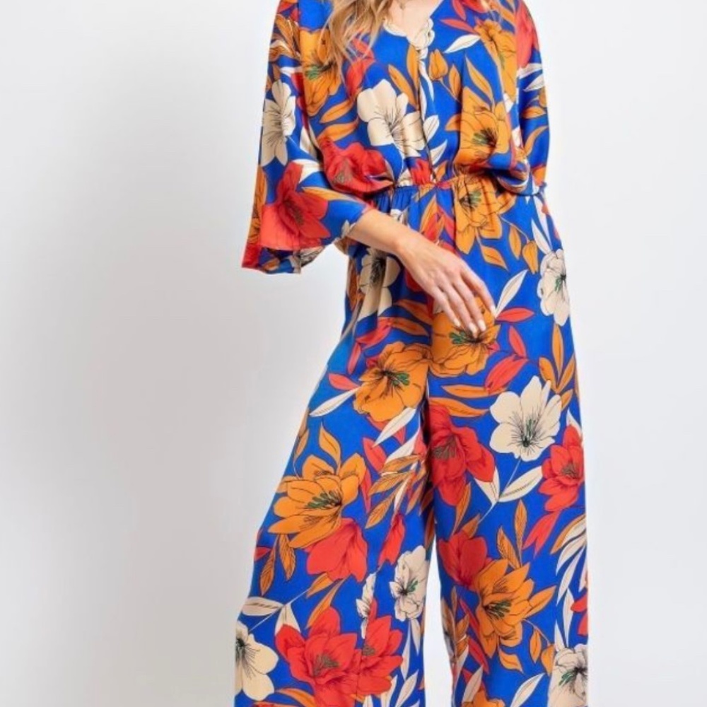 Easel blue floralJumpsuit